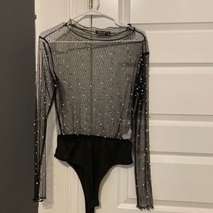 Mesh pearl bodysuit